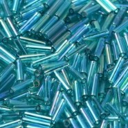 Miyuki Bugle 6mm Beads - Transparent teal ab BGL2-2458